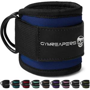 imageGymreapers Ankle Straps Pair For Cable Machine Kickbacks Glute Workouts Lower Body Exercises  Adjustable Leg Straps with Neoprene PaddingCobalt
