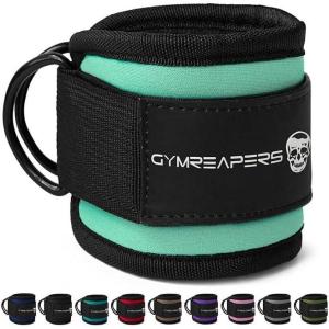 imageGymreapers Ankle Straps Pair For Cable Machine Kickbacks Glute Workouts Lower Body Exercises  Adjustable Leg Straps with Neoprene PaddingMint