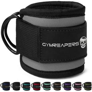 imageGymreapers Ankle Straps Pair For Cable Machine Kickbacks Glute Workouts Lower Body Exercises  Adjustable Leg Straps with Neoprene PaddingOvercast