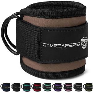 imageGymreapers Ankle Straps Pair For Cable Machine Kickbacks Glute Workouts Lower Body Exercises  Adjustable Leg Straps with Neoprene PaddingToffee