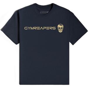 imageGymreapers Moisture Wicking Short Sleeve TShirt for Men  Crew Neck Workout Shirts  Casual Gym Cotton Everyday TeeNavyGold