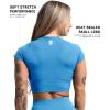 imageGymreapers Short Sleeve Workout Tops for Women  Crop Tops for Women Tee  Yoga Athletic Tops for Running Gym ampamp TrainingAzure