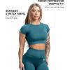 imageGymreapers Short Sleeve Workout Tops for Women  Crop Tops for Women Tee  Yoga Athletic Tops for Running Gym ampamp TrainingEmerald