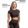 imageGymreapers Short Sleeve Workout Tops for Women  Crop Tops for Women Tee  Yoga Athletic Tops for Running Gym ampamp TrainingEspresso