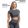 imageGymreapers Short Sleeve Workout Tops for Women  Crop Tops for Women Tee  Yoga Athletic Tops for Running Gym ampamp TrainingFlat Gray