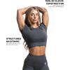 imageGymreapers Short Sleeve Workout Tops for Women  Crop Tops for Women Tee  Yoga Athletic Tops for Running Gym ampamp TrainingFlat Gray