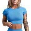 imageGymreapers Short Sleeve Workout Tops for Women  Crop Tops for Women Tee  Yoga Athletic Tops for Running Gym ampamp TrainingAzure