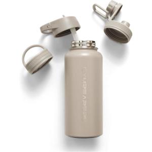 imageGymreapers Insulated Water Bottle  Stainless Steel 32 Oz 3 lids Straw Chug Canteen Double Walled Vacuum Insulation Thermo Mug Cold Hot  Durable Powder Coated FinishQuicksand
