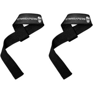 imageGymreapers Lifting Wrist Straps for Weightlifting Bodybuilding Powerlifting Strength Training ampamp Deadlifts  Padded Neoprene with 18 inch CottonBlack  No Padding