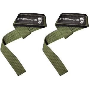 imageGymreapers Lifting Wrist Straps for Weightlifting Bodybuilding Powerlifting Strength Training ampamp Deadlifts  Padded Neoprene with 18 inch CottonMilitary Green