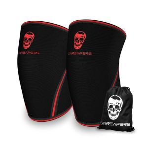 imageKnee Sleeves 1 Pair Gym Bag  Knee Sleeve ampamp Compression Brace for Squats Weightlifting Fitness and Powerlifting  Gymreapers 7MM Sleeve Pair  For Men ampamp Women  1 Year Warranty BW XLargeBlackRed