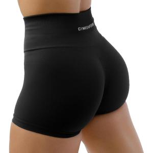 imageGymreapers Halo Seamless Shorts for Women  Squat Proof High Waisted Glute Scrunch Quick Drying Biker Yoga Running GymBlack