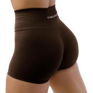 imageGymreapers Halo Seamless Shorts for Women  Squat Proof High Waisted Glute Scrunch Quick Drying Biker Yoga Running GymChocolate