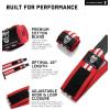 imageGymreapers 18quot Weightlifting Wrist Wraps ampamp Lifting Straps Combo  Competition Grade Wrist Support with Thumb Loop ampamp Padded Neoprene Straps for Powerlifting Bodybuilding Strength Training Red