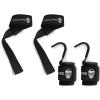 imageGymreapers Lifting Straps ampamp Hooks Bundle Black  Premium Grip Support Combo for Deadlifts Pulls Rows ampamp Heavy Lifting