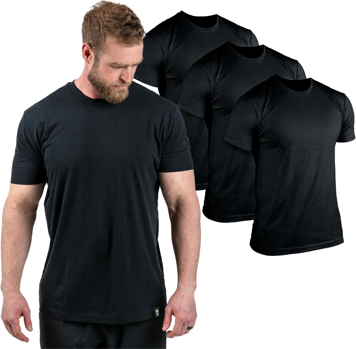 imageGymreapers Clip Tag Athletic Shirts for Men  Short Sleeve Workout Gym Shirts  Tagless Crew Neck TShirt amp Basic TeeBlack