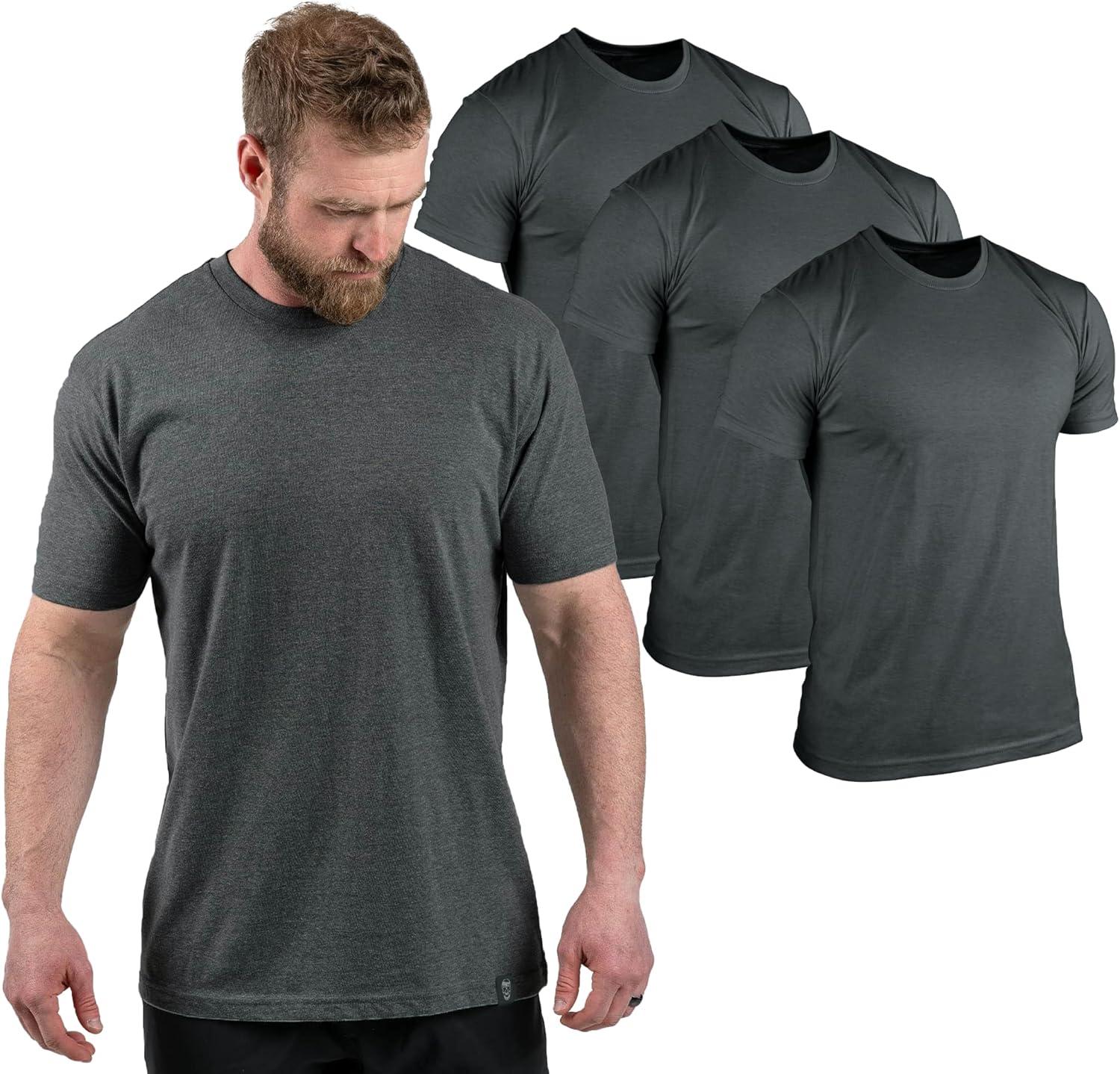 imageGymreapers Clip Tag Athletic Shirts for Men  Short Sleeve Workout Gym Shirts  Tagless Crew Neck TShirt amp Basic TeeCharcoal