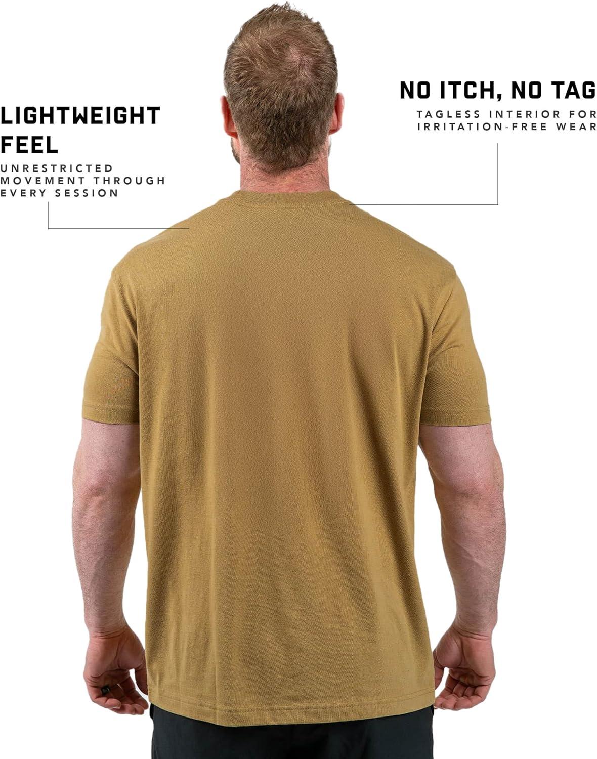 imageGymreapers Clip Tag Athletic Shirts for Men  Short Sleeve Workout Gym Shirts  Tagless Crew Neck TShirt amp Basic TeeKhaki