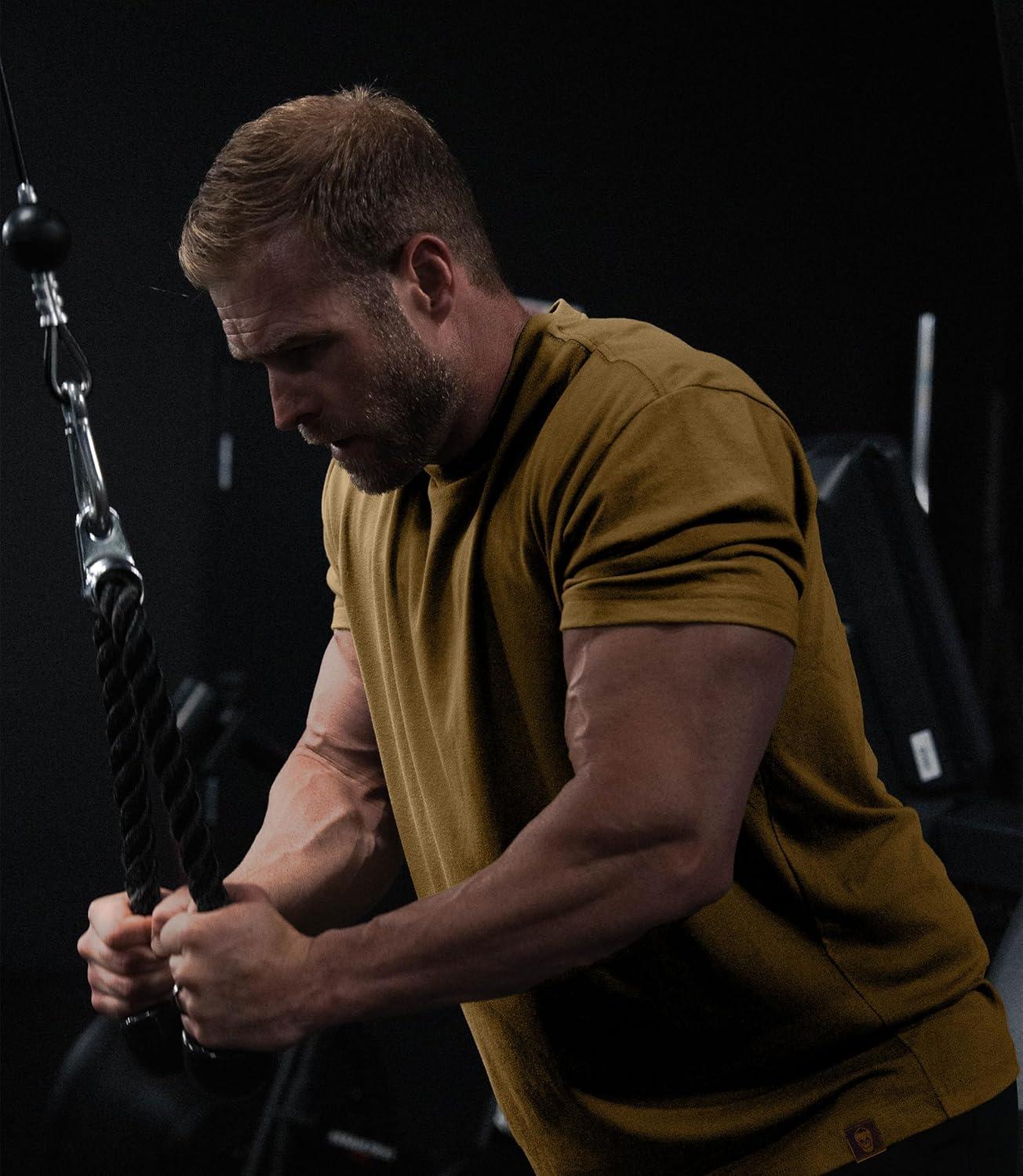 imageGymreapers Clip Tag Athletic Shirts for Men  Short Sleeve Workout Gym Shirts  Tagless Crew Neck TShirt amp Basic TeeKhaki