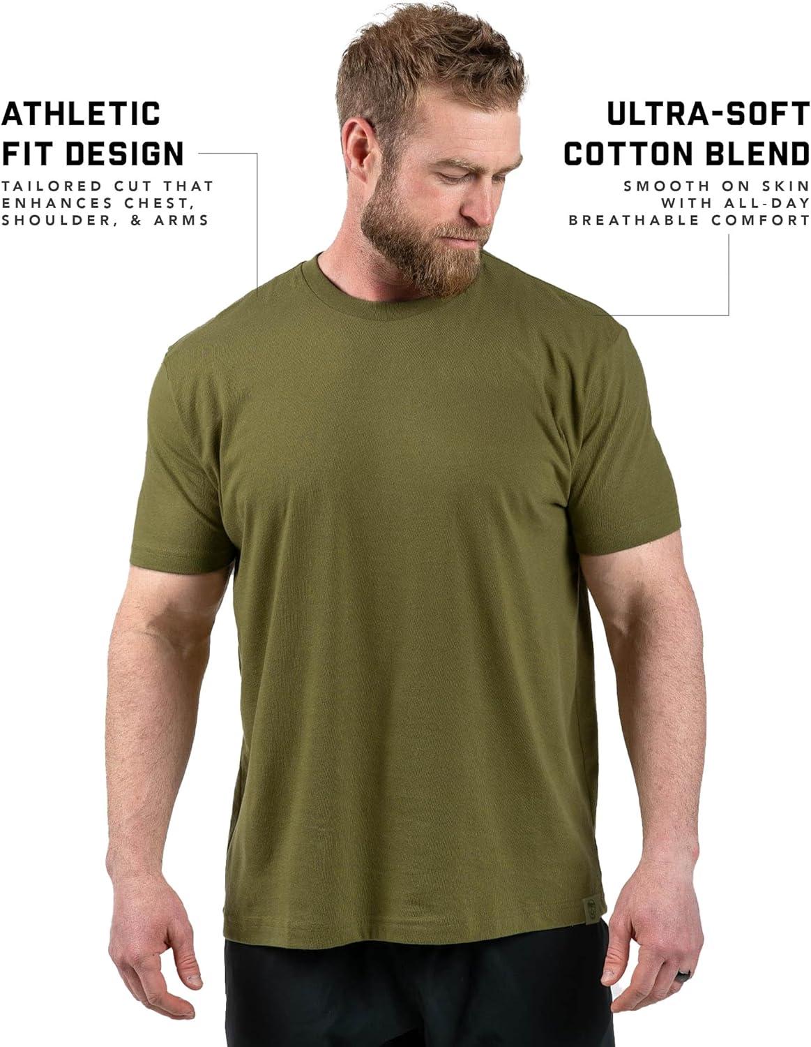 imageGymreapers Clip Tag Athletic Shirts for Men  Short Sleeve Workout Gym Shirts  Tagless Crew Neck TShirt amp Basic TeeOlive