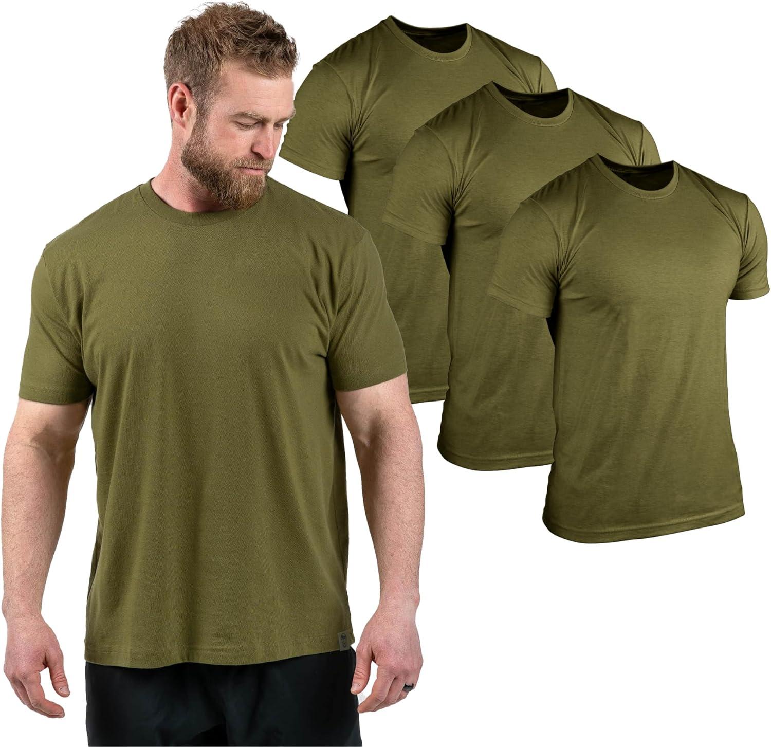 imageGymreapers Clip Tag Athletic Shirts for Men  Short Sleeve Workout Gym Shirts  Tagless Crew Neck TShirt amp Basic TeeOlive