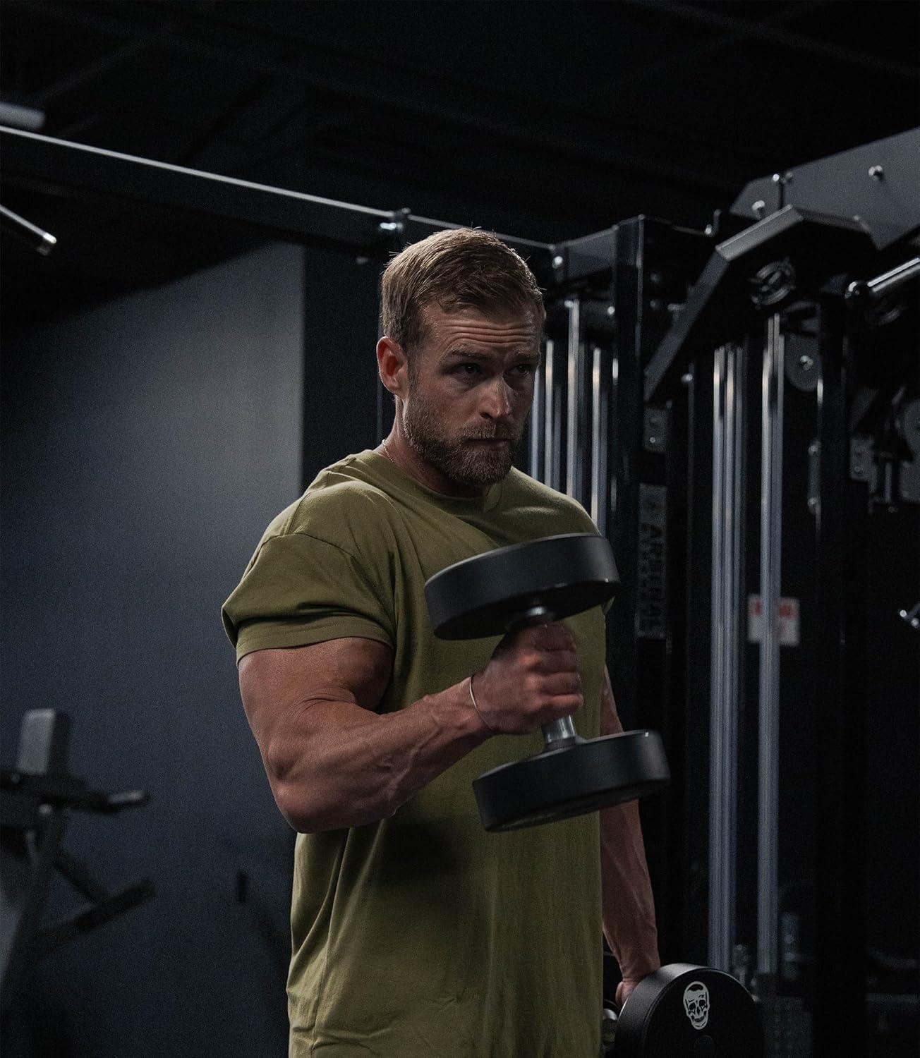 imageGymreapers Clip Tag Athletic Shirts for Men  Short Sleeve Workout Gym Shirts  Tagless Crew Neck TShirt amp Basic TeeOlive