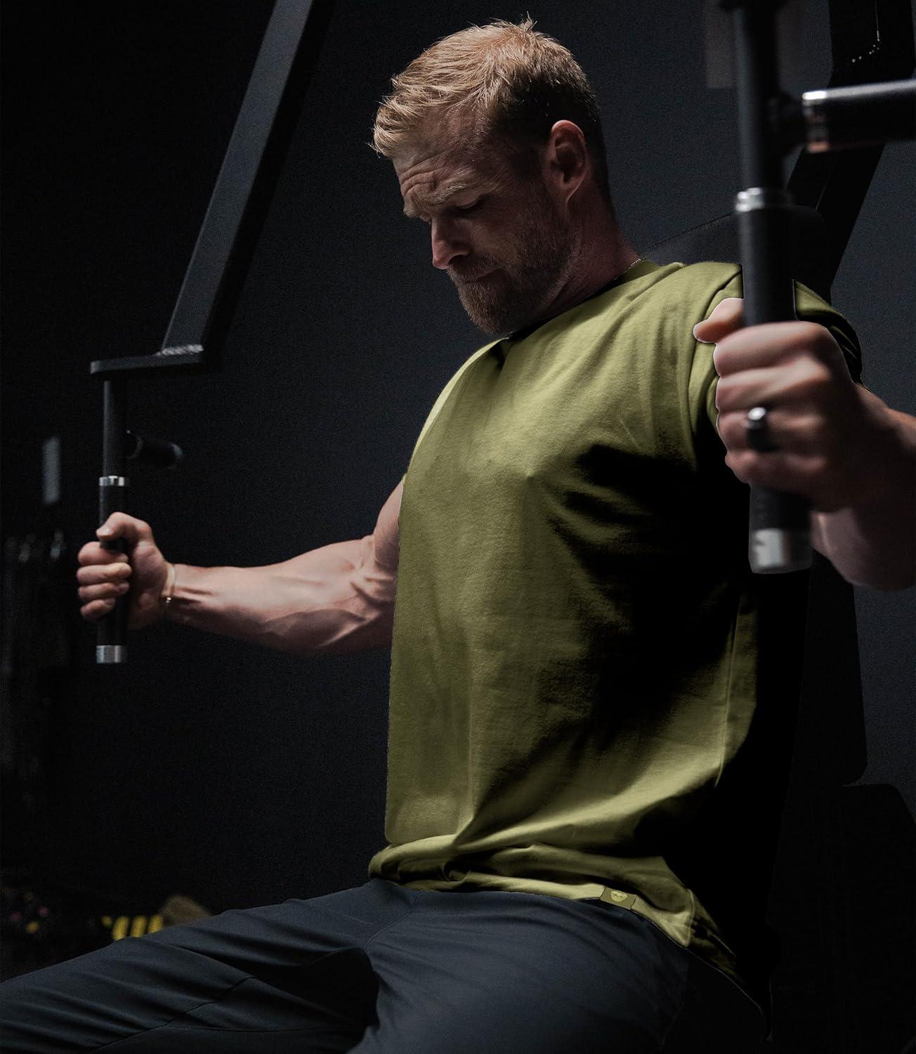 imageGymreapers Clip Tag Athletic Shirts for Men  Short Sleeve Workout Gym Shirts  Tagless Crew Neck TShirt amp Basic TeeOlive