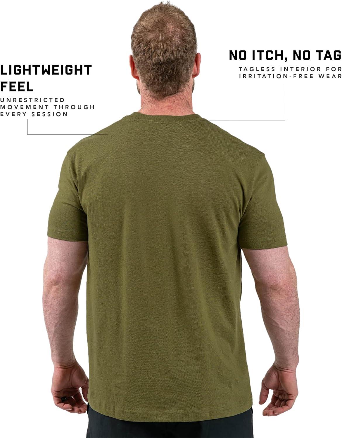 imageGymreapers Clip Tag Athletic Shirts for Men  Short Sleeve Workout Gym Shirts  Tagless Crew Neck TShirt amp Basic TeeOlive