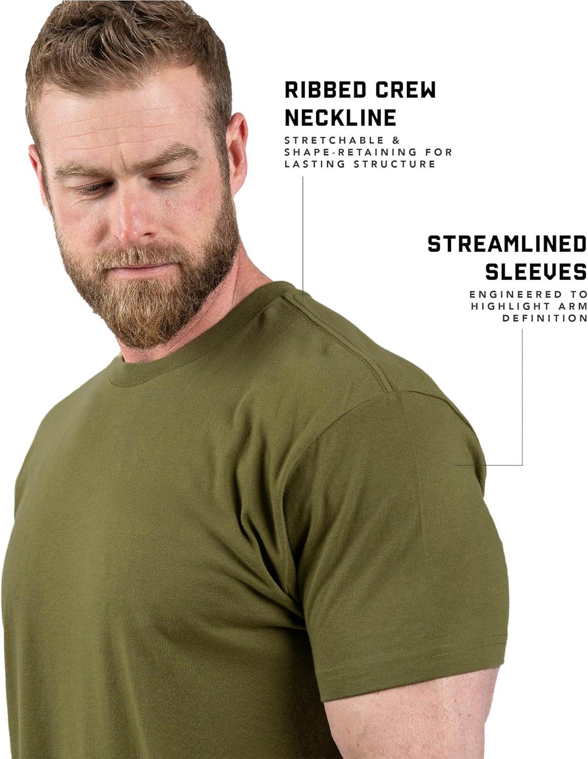 imageGymreapers Clip Tag Athletic Shirts for Men  Short Sleeve Workout Gym Shirts  Tagless Crew Neck TShirt amp Basic TeeOlive