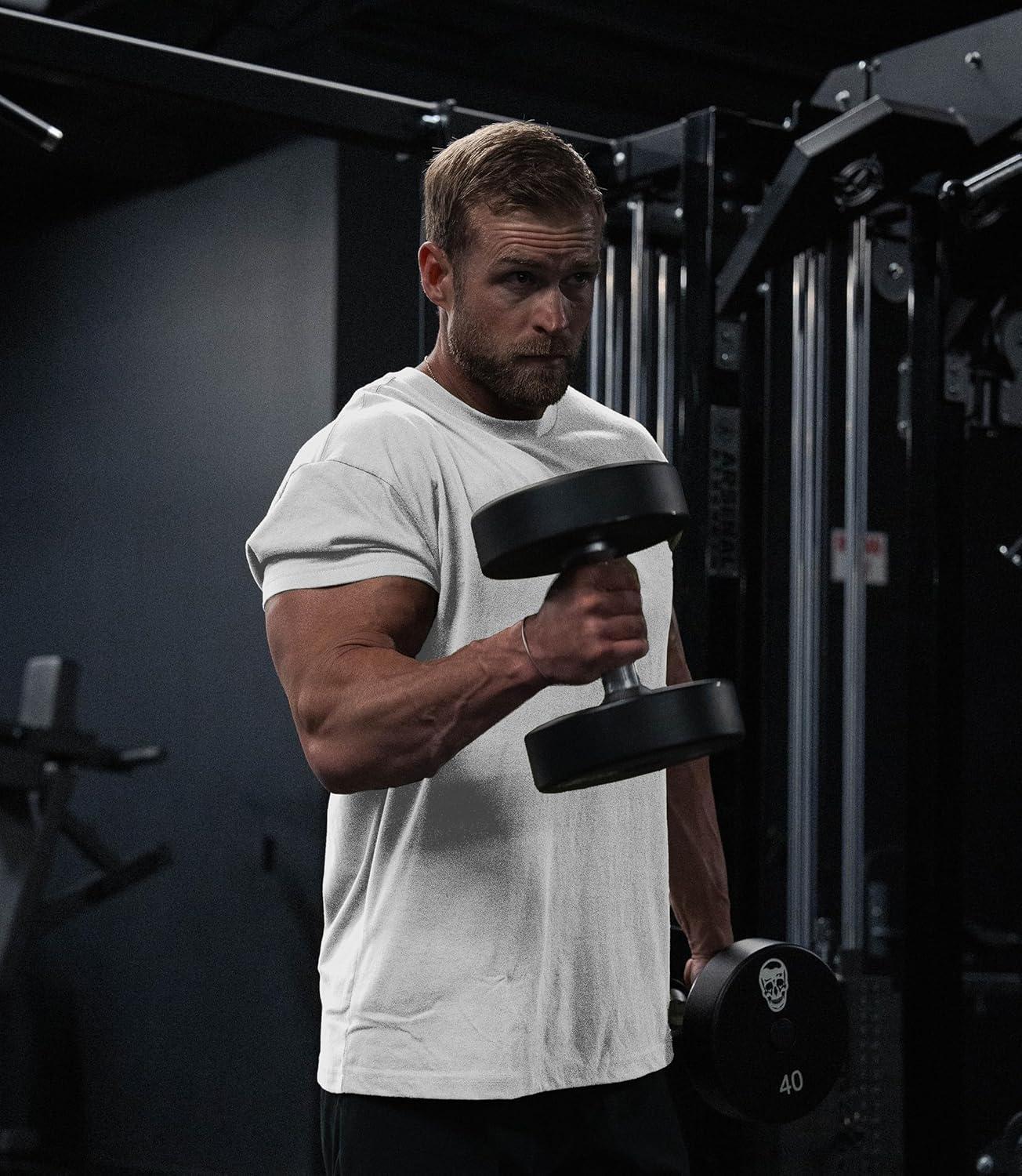 imageGymreapers Clip Tag Athletic Shirts for Men  Short Sleeve Workout Gym Shirts  Tagless Crew Neck TShirt amp Basic TeeWhite