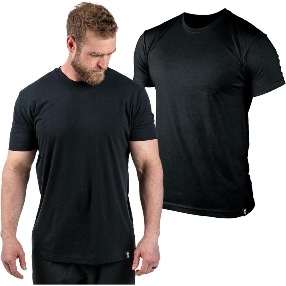 imageGymreapers Clip Tag Athletic Shirts for Men  Short Sleeve Workout Gym Shirts  Tagless Crew Neck TShirt amp Basic TeeBlack