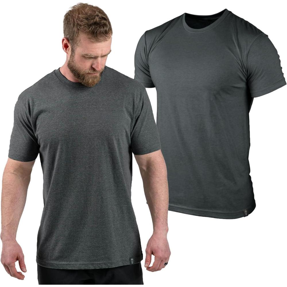 imageGymreapers Clip Tag Athletic Shirts for Men  Short Sleeve Workout Gym Shirts  Tagless Crew Neck TShirt amp Basic TeeCharcoal