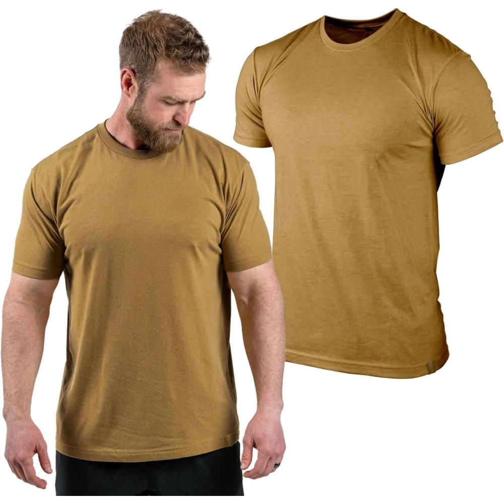 imageGymreapers Clip Tag Athletic Shirts for Men  Short Sleeve Workout Gym Shirts  Tagless Crew Neck TShirt amp Basic TeeKhaki