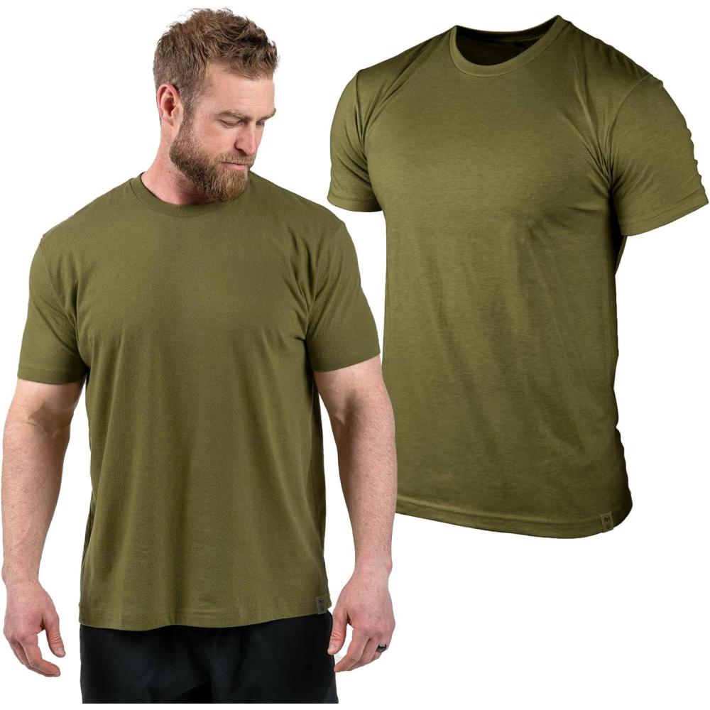 imageGymreapers Clip Tag Athletic Shirts for Men  Short Sleeve Workout Gym Shirts  Tagless Crew Neck TShirt amp Basic TeeOlive