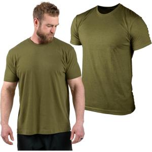 imageGymreapers Clip Tag Athletic Shirts for Men  Short Sleeve Workout Gym Shirts  Tagless Crew Neck TShirt amp Basic TeeOlive