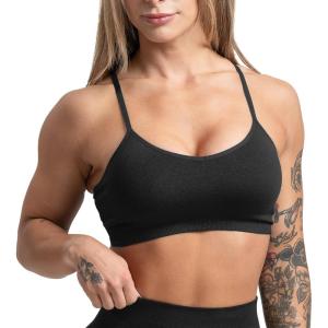 imageGymreapers Seamless Sports Bra for Women  Wireless Compression Padded Supportive Bras for Gym Yoga amp FitnessBlack Marl